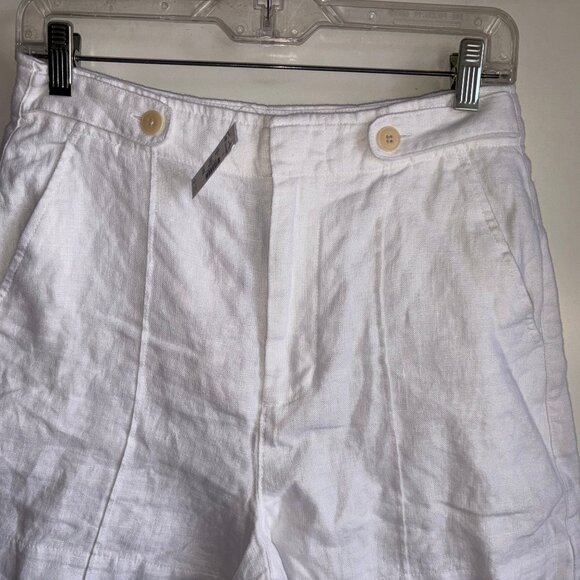 NWT MADEWELL Button- Tab Linen High Rise Shorts Size 4 White {NR095} - Picture 6 of 16